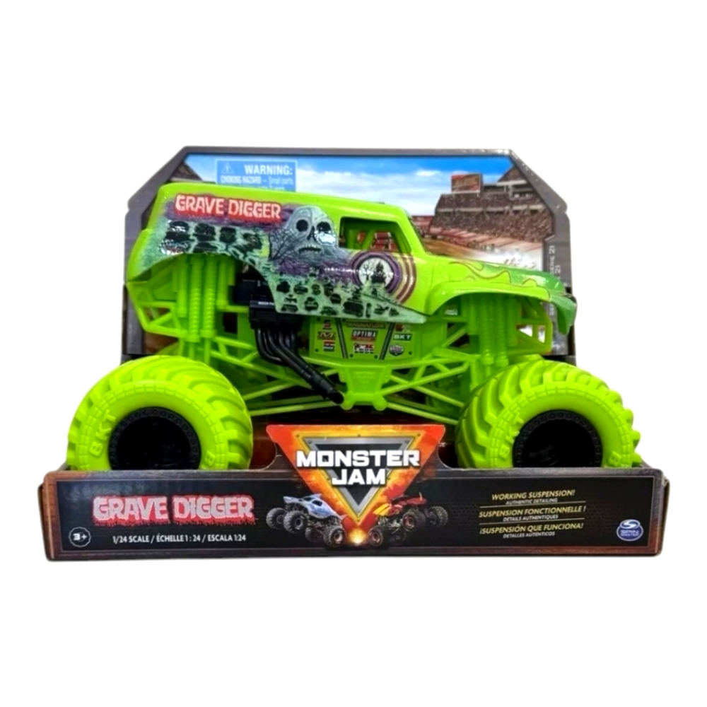 Monster Jam GRAVE DIGGER Series 21 True-Metal 1/24 Scale Neon Green NEW